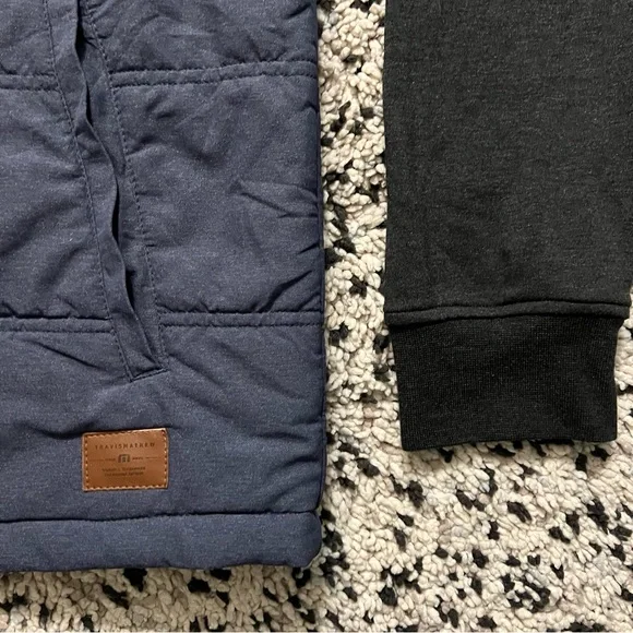 Travis Mathew Scavenger Hooded Golf Vest Jacket Navy Blue Grey Men’s Size Large - Picture 4 of 16